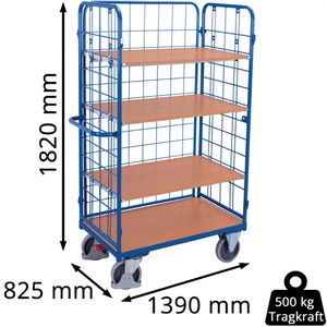Produktbild für Etagenwagen VARIOfit sw-800.304, 3 Gitterwände