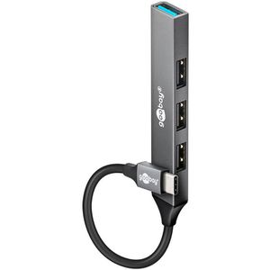 USB-Hub Goobay 74457, grau, mit Metallgehäuse