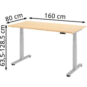 Produktbild für Schreibtisch Hammerbacher XDSM 16, ahorn / silber