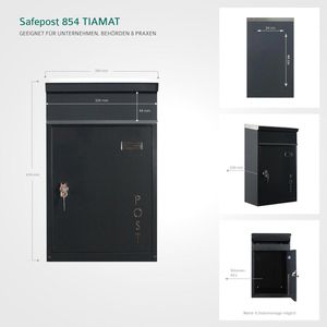 Produktbild für Briefkasten SafePost ScanPro 854 Tiamat, anthrazit, aus Stahl
