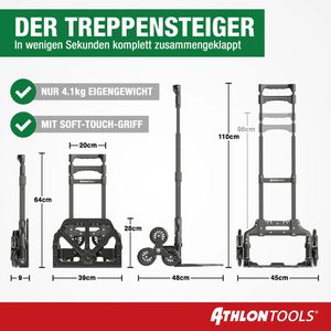 Produktbild für Sackkarre ATHLON-TOOLS Black, Paketkarre, klappbar