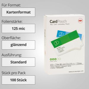 Produktbild für Laminierfolien GBC 3740300, 54 x 86 mm