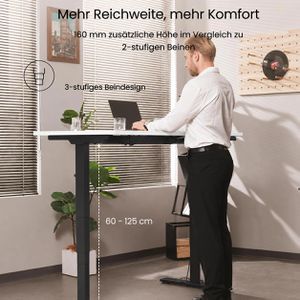 Produktbild für Schreibtisch FlexiSpot E5B, weiß / schwarz