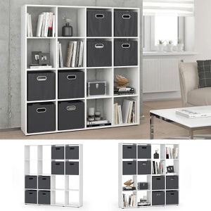 Produktbild für Bücherregal Vicco Karree, weiß, mit 4 Faltboxen
