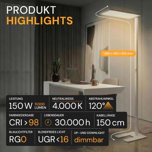 Produktbild für Stehlampe Enovalite ELED700112, LED, weiß, 199 cm
