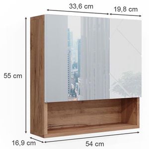 Produktbild für Spiegelschrank Vicco Irma, weiß hochglanz / eiche