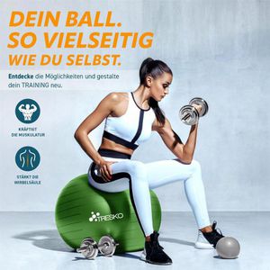 Tresko Gymnastikball Anti-Burst, groß, Ø 65cm, mit Pumpe, grün – Böttcher AG