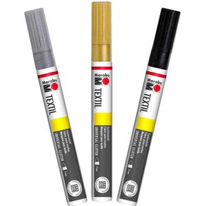 Produktbild für Textilmarker Marabu Painter Glitter, schwarz, silber und gold