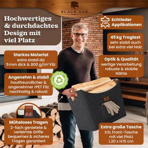 Produktbild für Kaminholztasche Black-Oak Montana XL, anthrazit