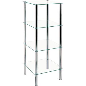 Produktbild für Badregal Haku-Möbel 90240, aus Glas / Edelstahl, verchromt