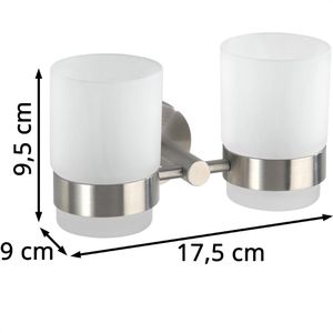 Produktbild für Zahnputzbecher Wenko Duo Bosio 19638100, aus satiniertem Glas