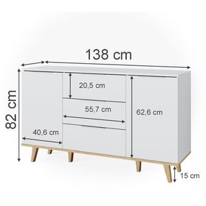 Produktbild für Sideboard Vicco Nautica, aus Hoz, weiß / eiche