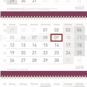 Produktbild für 3-Monatskalender Häfft 12313-8 Velvet Flowers, Ferienübersicht