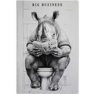 Produktbild für Wandbild Sinus-Art Nashorn auf Toilette