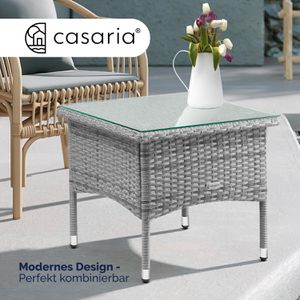 Produktbild für Beistelltisch CASARIA 109731, grau, aus Glas / Kunststoff