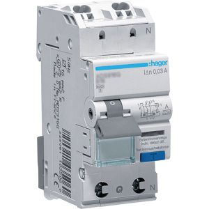 FI-LS-Schalter Hager ADS960D, 230 V / 400 V, 6 kA, 1-polig+N