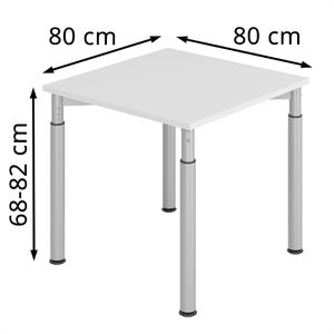 Produktbild für Schreibtisch Hammerbacher Y-Serie, lichtgrau / silber