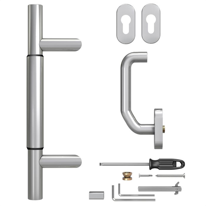 Drückerpaar 3006D, Vierkant 8 Mm, Stiftlänge 60 Mm, Aluminium Silberfärbig