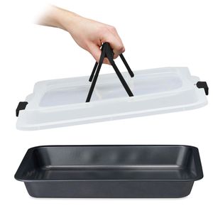 Backblech Relaxdays 10024300, 3in1, schwarz, aus Carbon-Stahl