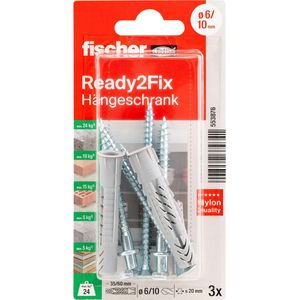 Produktbild für Schrauben-Dübel-Set Fischer 553876, Ready2Fix Hängeschrank