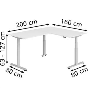 Produktbild für Schreibtisch Hammerbacher XDSMW, weiß / silber