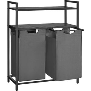 Produktbild für Wäschekorb Vasagle BLH211G01, schwarz, 2 Fächer