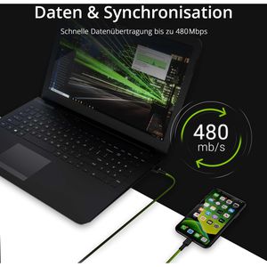 Produktbild für Ladekabel Green-Cell GC Ray LED, schwarz, 1,2m