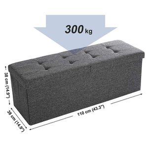 Produktbild für Sitztruhe Songmics dunkelgrau, 110 x 38 x 38cm