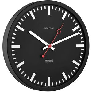 Produktbild für Wanduhr Hermle Grand Central 30471, Edelstahl, analog, Funkuhr