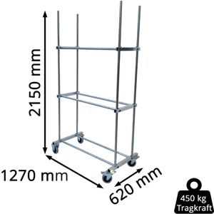 Produktbild für Reifenwagen Bertele Basic, aus Metall, silber, für 12 Reifen