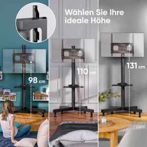 Produktbild für TV-Ständer Onkron TS1137-B, Ablage &amp; Rollen, schwarz, Metall