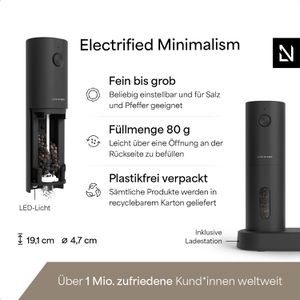 Produktbild für Gewürzmühle LARS-NYSØM Spaending Carbon Black mit Licht 19,1cm