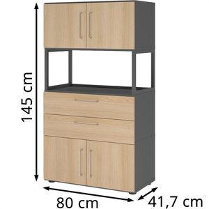 Produktbild für Kombischrank Hammerbacher FW48K7RG, eiche / graphit