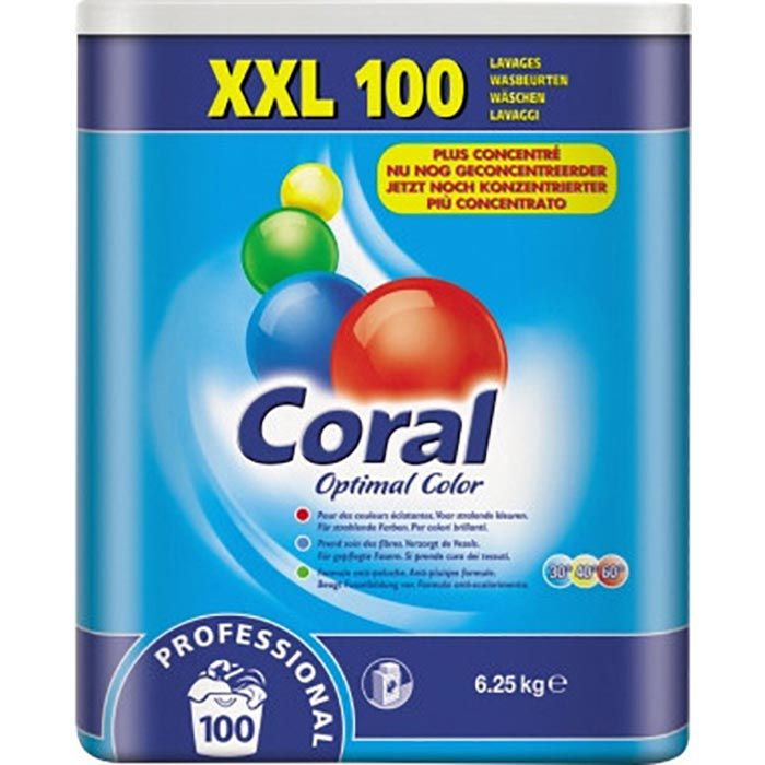 AG Coral Optimal 100 6,25 Pulver, – Professional Waschmittel Color, Böttcher kg, Waschladungen
