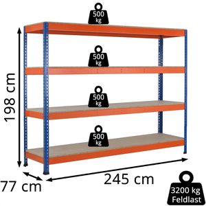 Produktbild für Weitspannregal Schulte 18277-N, 4 Holzböden