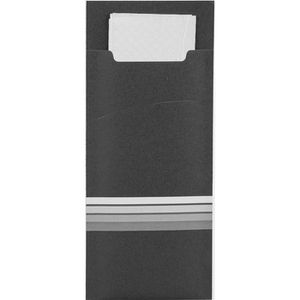 Produktbild für Bestecktaschen Papstar Stripes, schwarz / weiß