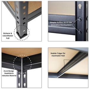 Produktbild für Schwerlastregal PROREGAL Rivet, 5 Holzböden