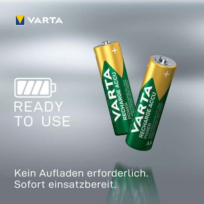Pack De 4 Pilas Recargables Varta Accu Power AA 2600mAh - Alta Capacidad, Perfectas Para Uso Diario