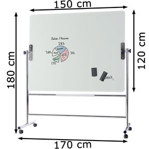 Produktbild für Glas-Magnettafel Bi-Office GQR0450 mobil, auf Rollen