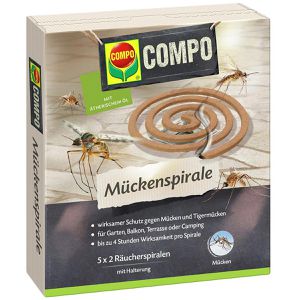 Compo Mückenspirale Räucherspirale, 4h Wirkungsdauer, mit Halterung, 10 Stück
