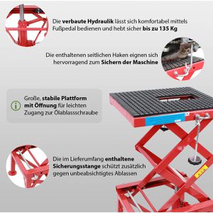 Produktbild für Hebebühne Trutzholm 20843, rot, für Motorrad