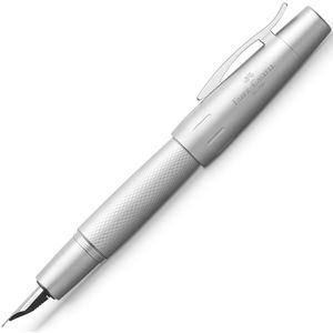 Faber-Castell Füller E-Motion Pure Silver, Feder F, Metallgehäuse verchromt, silber