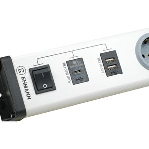 Produktbild für Steckdosenleiste Ehmann Multilader Aluminium, 1,5m