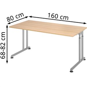 Produktbild für Schreibtisch Hammerbacher Z-Serie, eiche / silber