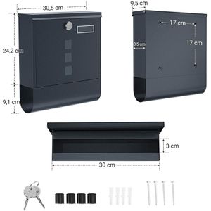 Produktbild für Briefkasten Songmics GMB20AG, anthrazit, aus Stahl