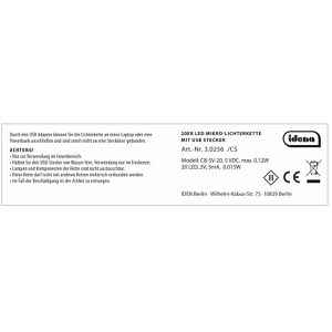 Produktbild für Lichterkette Idena 30256, Micro, USB-Betrieb, für Innen