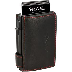 Produktbild für Kreditkartenetui SecWal Echt Leder, schwarz/rot, für 10 Karten