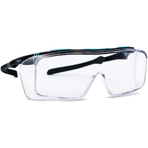 Infield Schutzbrille Ontor, klar, Überbrille, schwarz-türkis, für Brillenträger