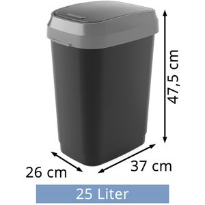Produktbild für Mülleimer Curver KIS Dual Swing, schwarz/grau