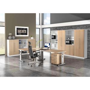 Produktbild für Schreibtisch Hammerbacher O-Serie, eiche / silber